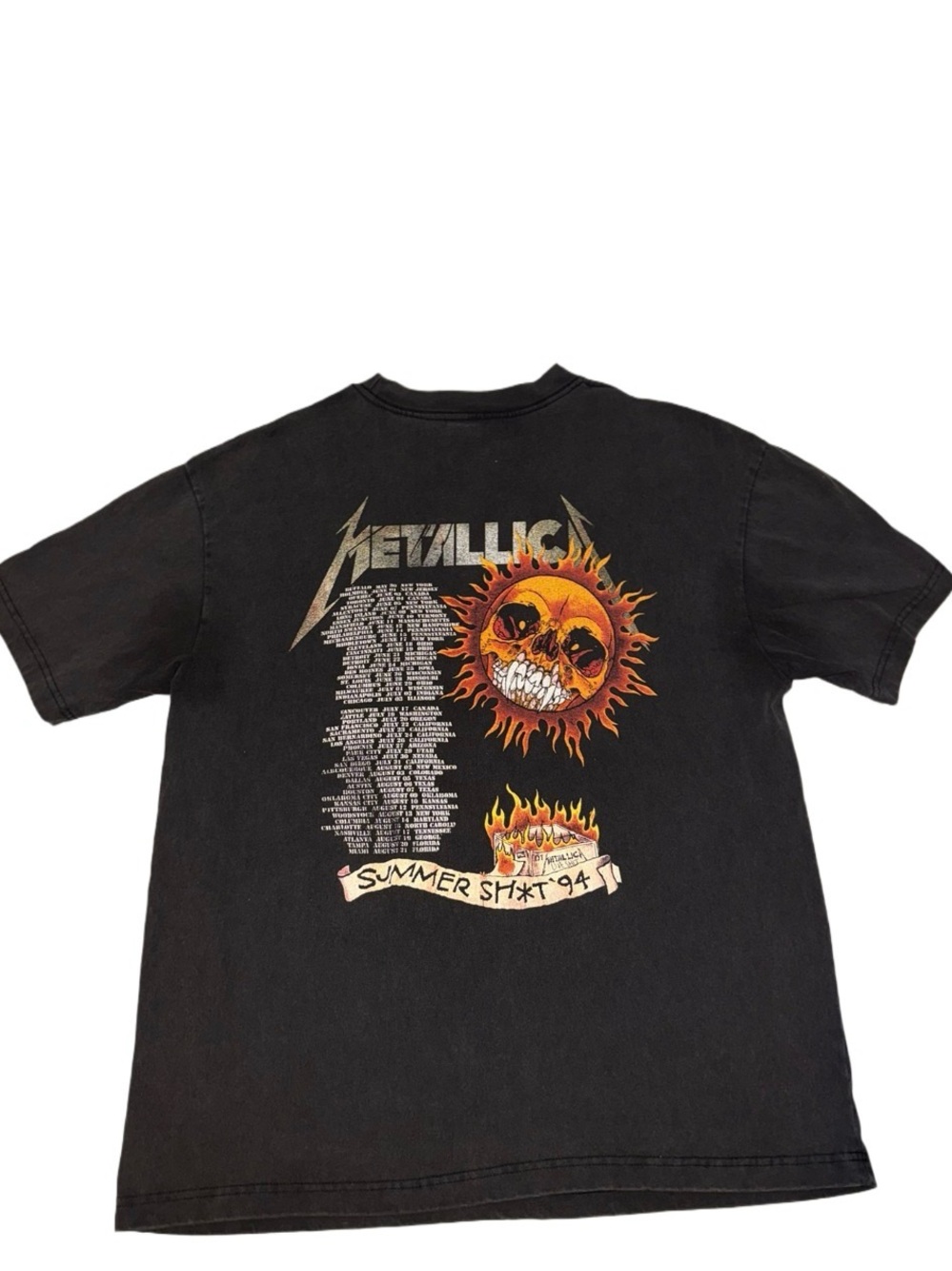 Metallica Skull Tour Tee L Vintage Wash Black Band Shirt Front Back - Picture 2 of 5